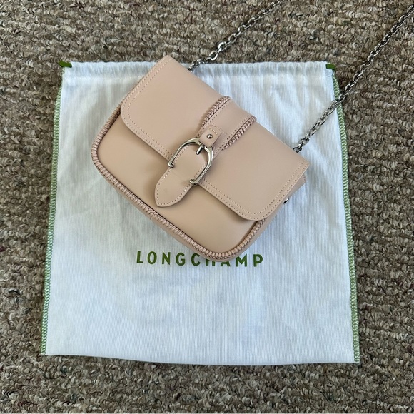 Longchamp Extra-Small Amazone Chain-Strap Leather Shoulder Bag (Nude) - Picture 4 of 10